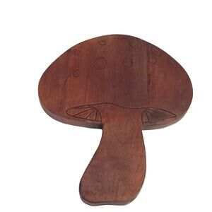 Place & Time Wood Mushroom Cutting Board Food Safe Decorative Functional